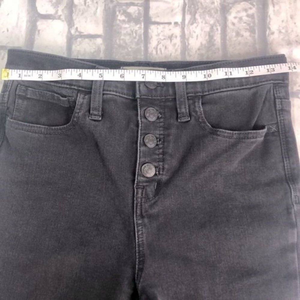 Madewell 10" High Rise Jeans Faded Black Exposed Button Fly Raw Hem Denim 26 - Picture 9 of 13